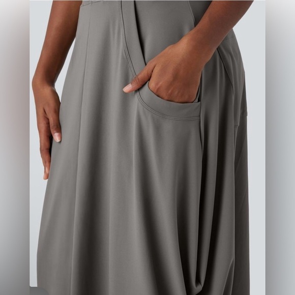 Halara Mid Rise Multiple Pockets Side Draped Maxi Casual Lantern Skirt NWT - Picture 6 of 7